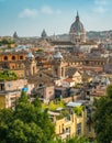 Panoramic sight from Viale TrinitÃÂ  dei Monti, with the dome of the Basilica of Ambrogio e Carlo al Corso, Rome, Italy.